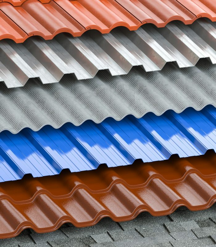 Different types of roof coating. Background from layers of sheet